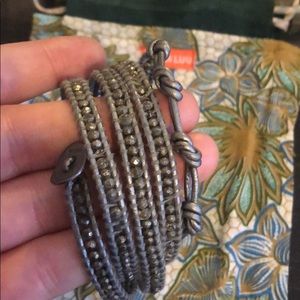 Leather and bead wrap bracelet